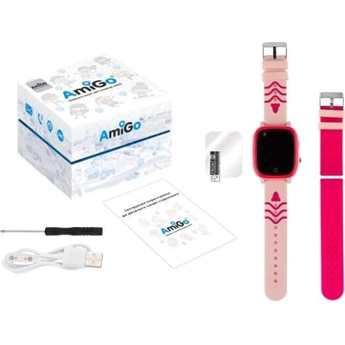 Смарт-часы AmiGo GO005 4G WIFI Thermometer Pink: Объем внутренней памяти 512 Мб