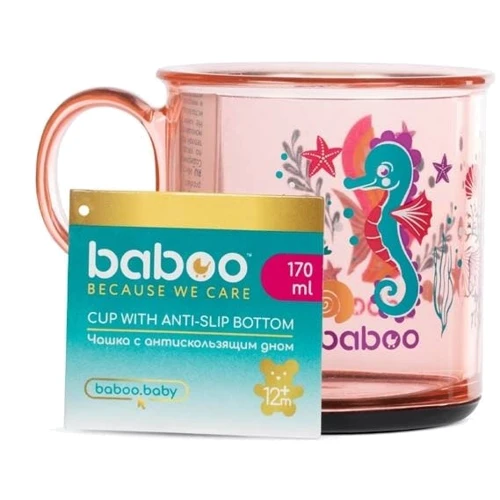 Чашка Baboo Sea Life з неслизьким дном 170 мл 12+ міс рожева (8-140): Тип Чашка