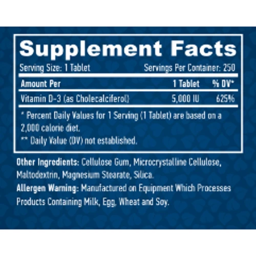 Haya Labs Vitamin D-3 5000 IU Витамин Д3 250 таблеток: Тип Витамин D