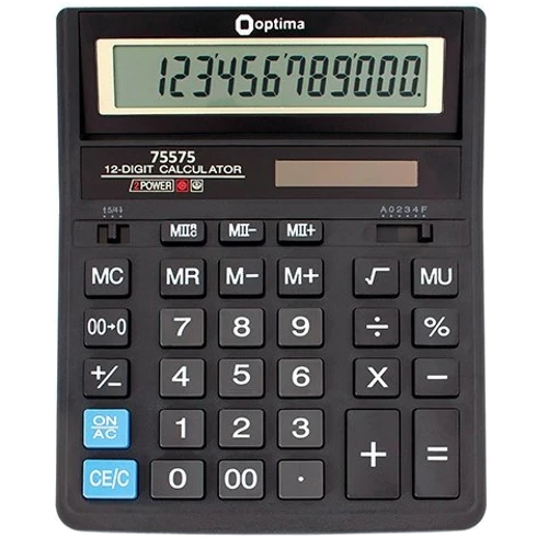 Калькулятор настільний бухгалтерський Optima O75575, 203x158x30.5 мм (O75575)