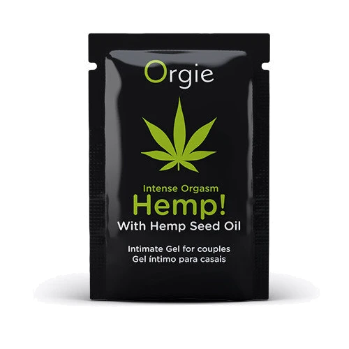 Пробник Возбуждающий гель для пар Orgie Hemp! Intense Orgasm, 2 мл, тепло-холод, эффект сильной вибрации