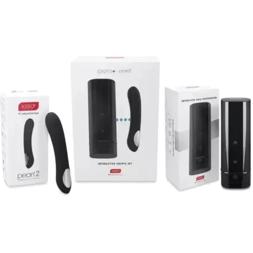 Интерактивный набор мастурбатор + стимулятор точки G Kiiroo Onyx+ and Pearl 2 Couple Set Black