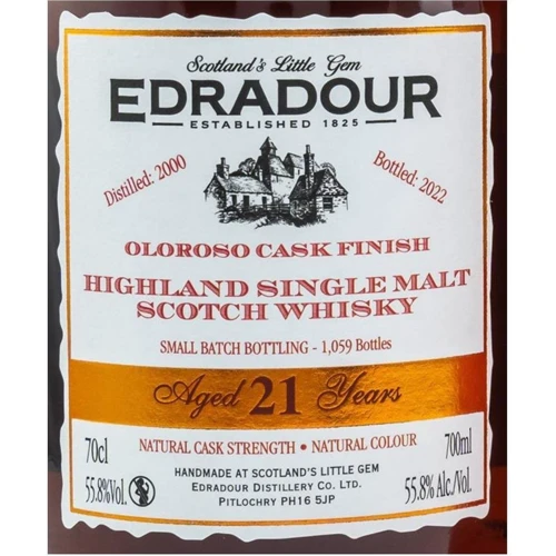 Виски Edradour Oloroso Cask Finish 21yo 2000 0.7 (BWW7163): Страна производитель Шотландия
