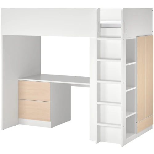 Ліжко-горище ІКЕА Smastad 90х200 см з письмовим столом на 3 ящики біле (494.374.63): Тип ліжко-горище