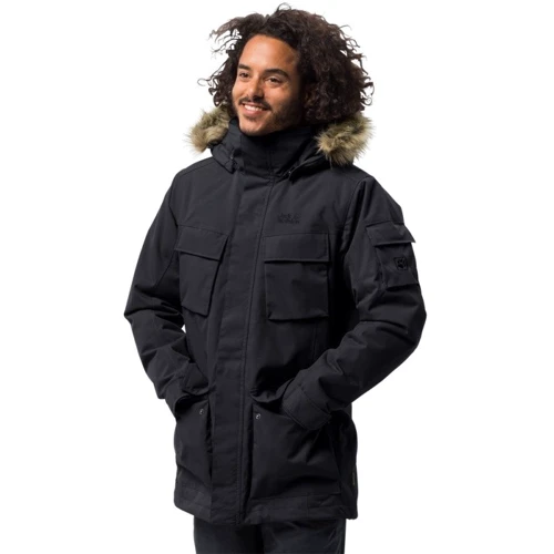 Парка Jack Wolfskin Glacier Canyon Parka 1107673-6000 54 черная зимняя с капюшоном и мехом: Вид Парки