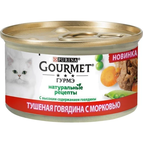 Влажный корм GOURMET "Натуральные рецепты" для взрослых кошек с говядиной 85 г (7613038042237): Тип Влажный корм