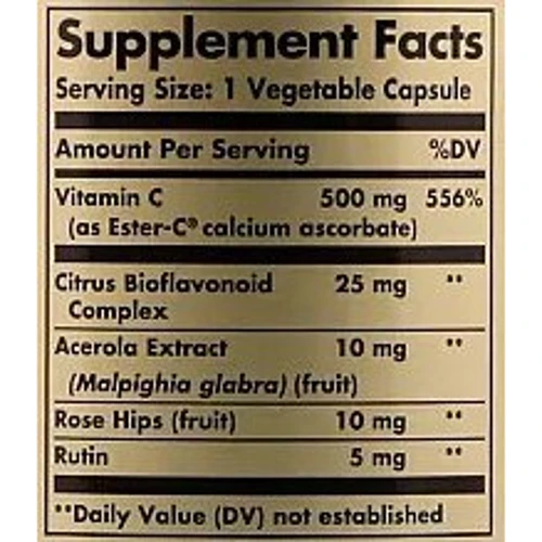 Solgar Ester-C Plus Vitamin C, 500 mg, 100 Veggie Caps Эстер-С плюс Витамин С: Пол Унисекс
