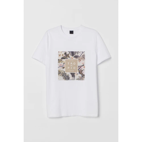 Футболка H&M 6494409 XS белая с принтом
