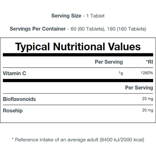 MyProtein Vitamin C with Bioflavonoids & Rosehip 180 caps: Пол Унисекс
