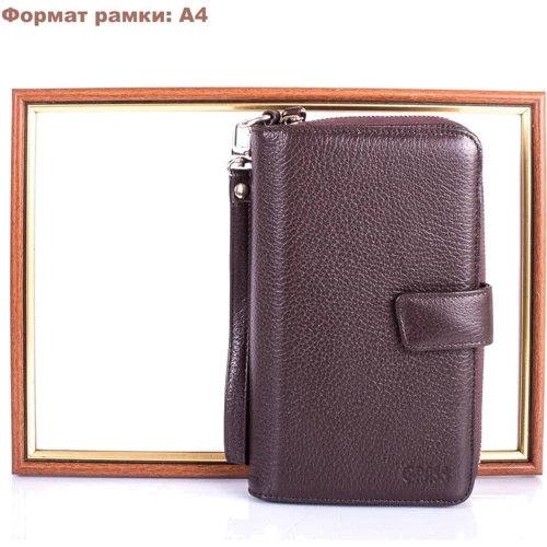 Мужская сумка борсетка Grass коричневая (SHI858-9): Материал Натуральная кожа