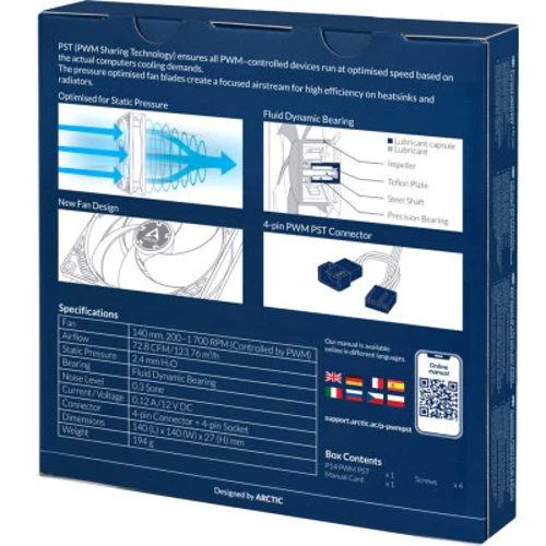 Кулер Arctic P14 PWM PST White/Transparent (ACFAN00221A): Тип вентилятор
