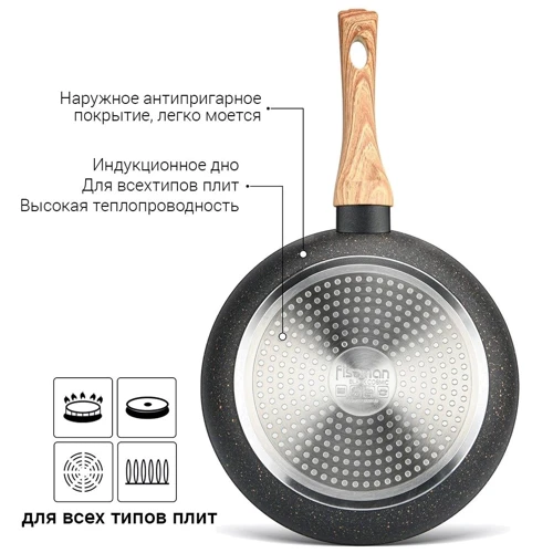 Сковорода Fissman Cosmic Black с индукционным дном 24x4.9 см (4341): Материал ручки Бакелит