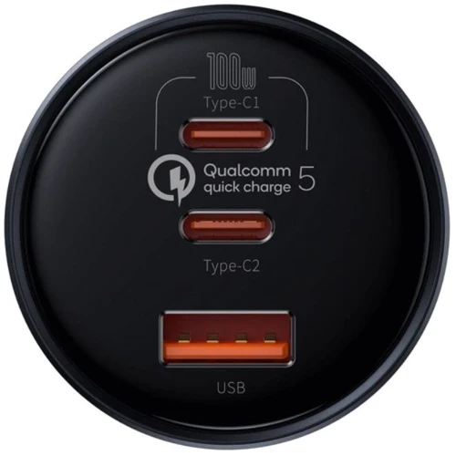 Зарядное устройство Baseus Car Charger USB+2хUSB-C Qualcomm Multi-Port 160W Gray with Cable (TZCCZM-0G): Сила тока 2.4А и более