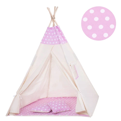 Детская палатка Springos Tipi XXL вигвам бело-розовая (TIP09)