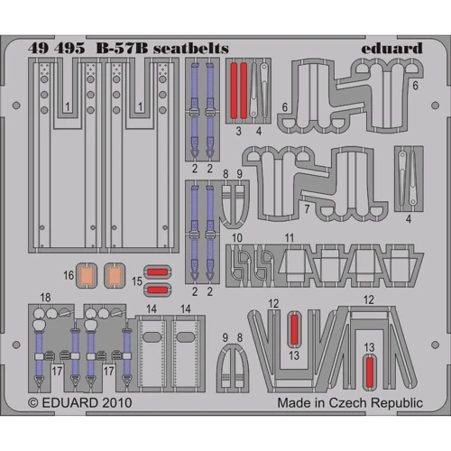 Фототравление Eduard 1/48 ремни безопасности для B-57B (Airfix)