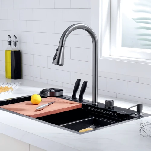 Кухонна мийка Lefton Workstation Kitchen Sink Set Digital Temperature Display KS2205 (SK019-G): Наявність крила немає