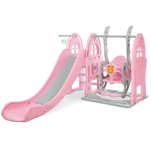 Детская горка-качели Bambi WM19017-8 (grey/pink)