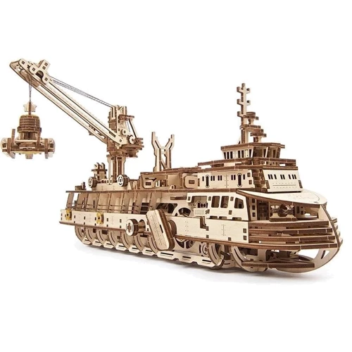 Механічний 3D пазл UGEARS Дослідницьке судно (70135): Вид военная, воздушная техника, корабли, поезда