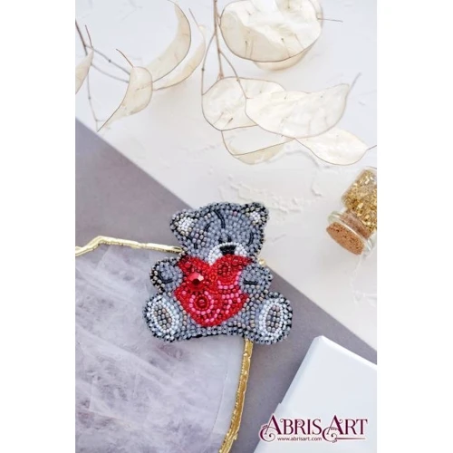 Abrisart AD-056 Набор для вышивки бисером украшения Влюбленный медвежонок