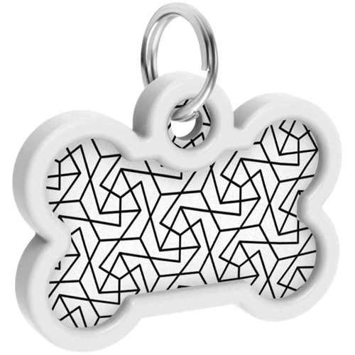 Адресник металлический WAUDOG Smart ID c QR паспортом рисунок Геометрия 40х28 мм (0640-0202): Цвет белый