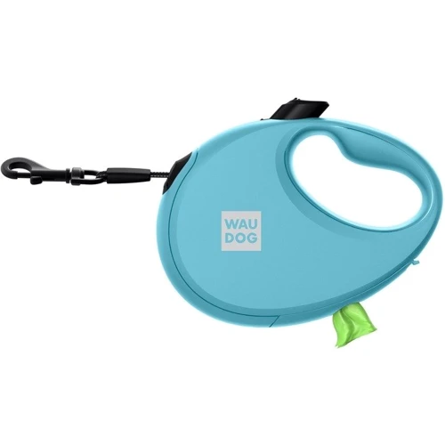 Поводок-рулетка для собак WAUDOG R-leash с контейнером для пакетов L голубой до 40 кг 5 м (26292): Длина 5 м