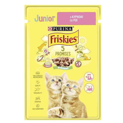 Вологий корм для кошенят Friskies Junior з куркою у соусі 26х85 г (7613036962292): Клас Економ