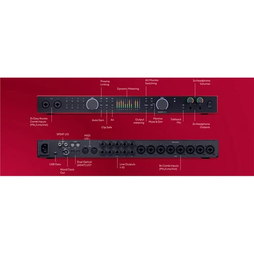 Аудіоінтерфейс MOSC0037 FOCUSRITE Scarlett 18i20 4th Gen (236534): Аналогові виходи 10 x 1/4"