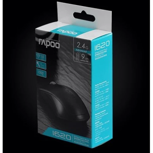 Мышь RAPOO 1620 Black: Эргономика для правой и левой руки