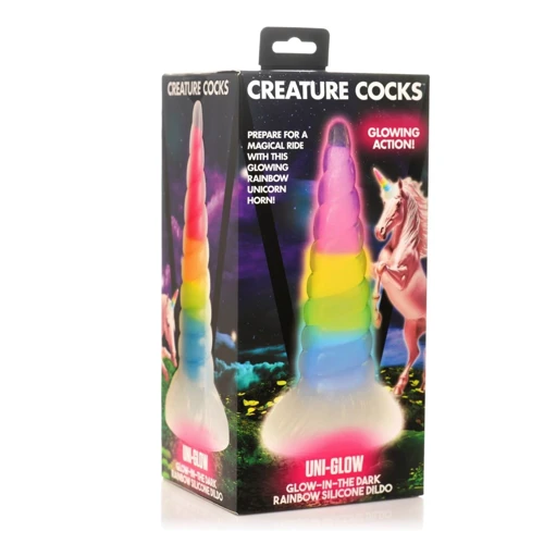 Фэнтезийный фаллоимитатор Creature Cocks Luminescent Rainbow Silicone Dildo