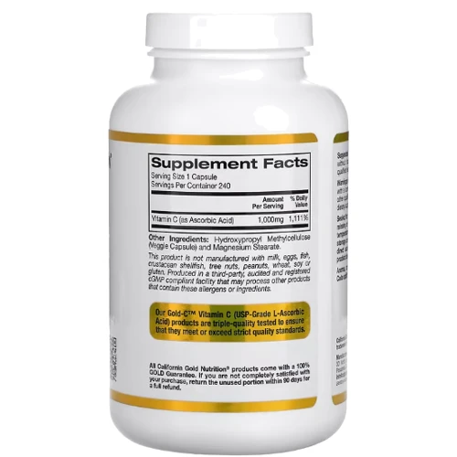 California Gold Nutrition Gold C Vitamin C Витамин С 1000 мг 240 растительных капсул: Тип Витамин C