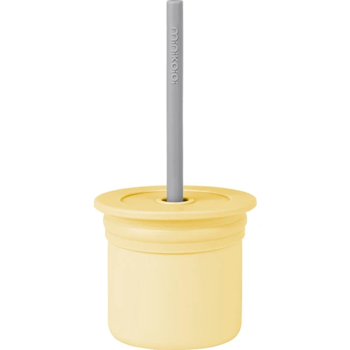 Чашка-контейнер MinikOiOi с силиконовой трубочкой Mellow Yellow/Powder Grey (101100103)