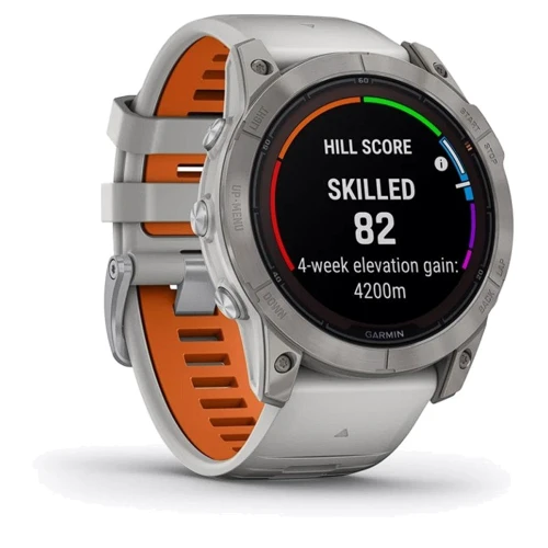 Смарт-часы Garmin Fenix 7X Pro Sapphire Solar Titanium with Fog Gray/Ember Orange Band (010-02778-15): Время работы до 28 дней