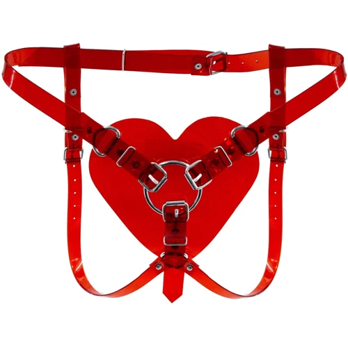 Трусики Серце для страпону Feral Feelings - Hearts Strap-on Belt Red Trasparent: undefined undefined