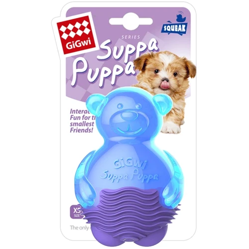 Игрушка для собак Мишка с пищалкой GiGwi Suppa Puppa синий 9 см (75035)