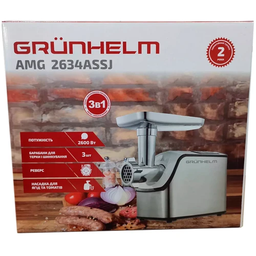Мясорубка Grunhelm AMG2634ASSJ: Производительность, кг/мин 5.5