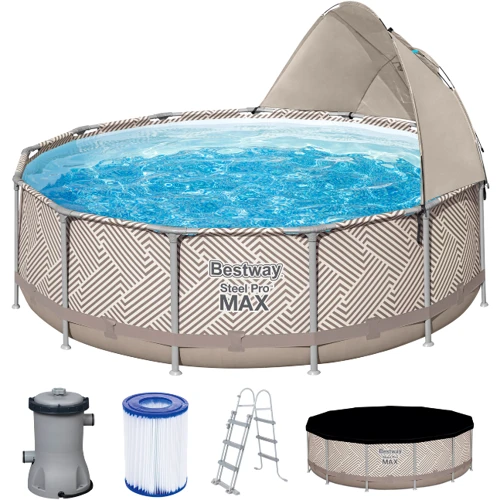 Бассейн Bestway 396-107 см (561FY) (фильтрующий насос, лестница, покрытие бассейна, тент бассейна, ремонтная заплатка) фото 1