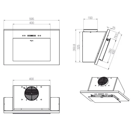 Вытяжка Whirlpool AKR 036 G BL: Материал корпуса нержавеющая cталь