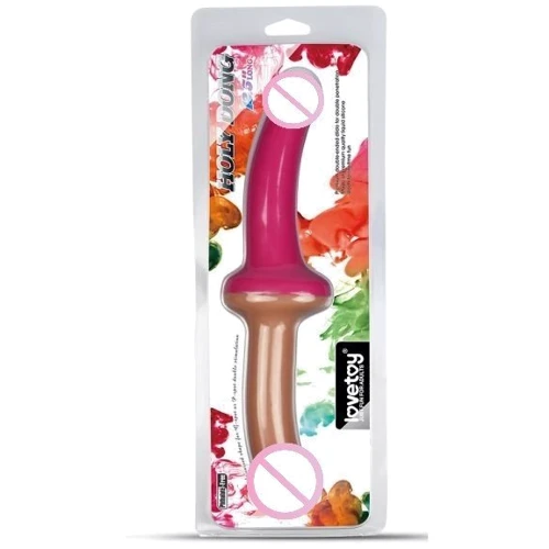 Двухсторонний фаллоимитатор LOVETOY Holy Dong 12.5", Flesh+Pink