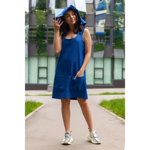 Сарафан FLFashion Сандра ФСС 3085 46 синій повсякденний до середини стегна