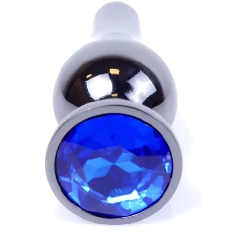 Анальная пробка с кристаллом BOSS of TOYS Boss Series - Jewellery Dark Silver BUTT PLUG Blue, BS6400059