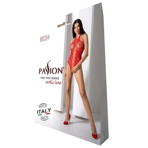 Бодистокинг с имитацией корсетной шнуровки Passion BS094 One Size, red