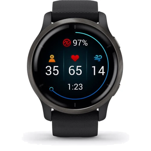 Смарт-часы Garmin Venu 2 Slate Stainless Steel Bezel with Black Case and Silicone Band (010-02430-01)