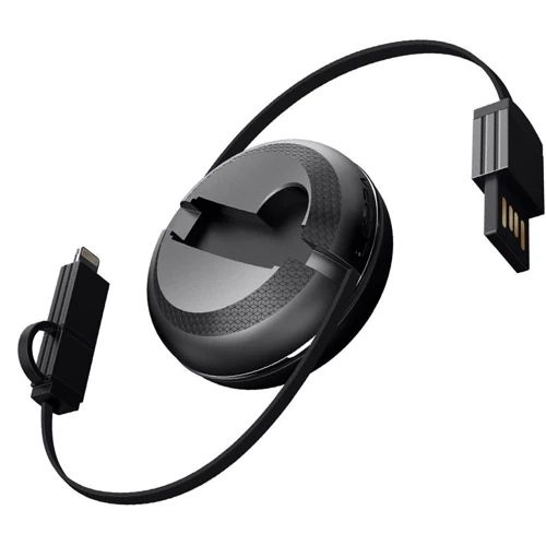 Кабель iWALK USB Cable to microUSB/Lightning Cobra Retractable 1m Black (CSC001)