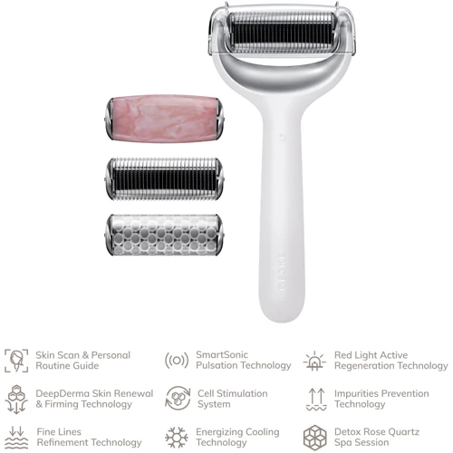 Электронный роллер для лица и тела с микроиглами GESKE MicroNeedle Face&Body Roller 8в1 white фото 4