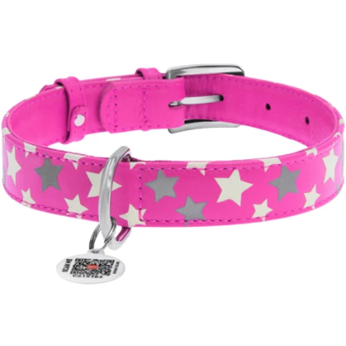 Ошейник Collar Glamour с узором Звездочка Светящийся с QR паспортом 38-49 см 25 мм розовый (4823089301372): Цвет розовый