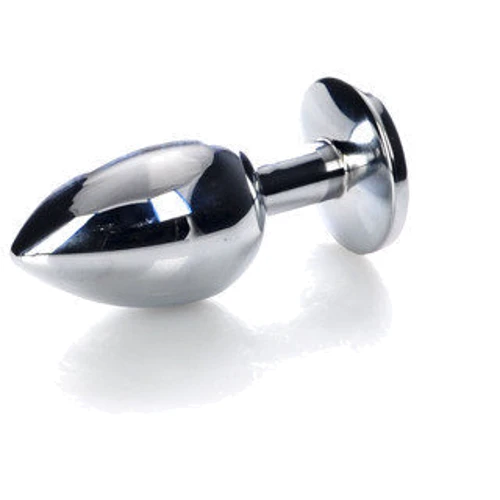 Анальная пробка с кристаллом Metal By Toyfa Silver anal plug red gem