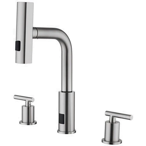 Смеситель для раковины Lefton Two-Handle Widespread Waterfall & Pull-Out Bathroom Faucet with Temperature Display-BFWS2401 Brushed Nickel фото 13