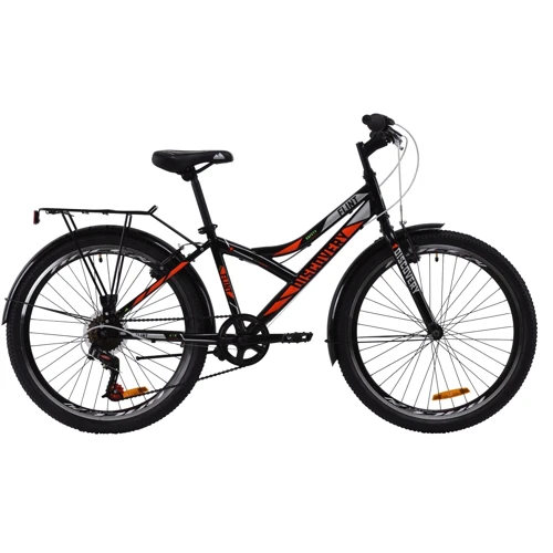 Велосипед ST 24" Discovery FLINT Vbr с багажником зад St, с крылом St 2020 (черно-оранжевый с серым) (OPS-DIS-24-175)
