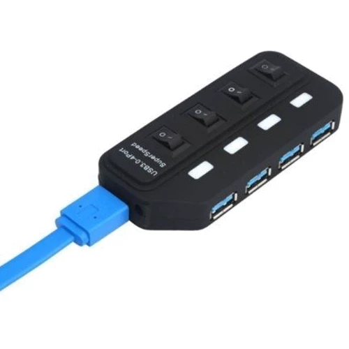 Адаптер Lapara Adapter USB to 4xUSB3.0 Black (LA-USB305): Цвет черный