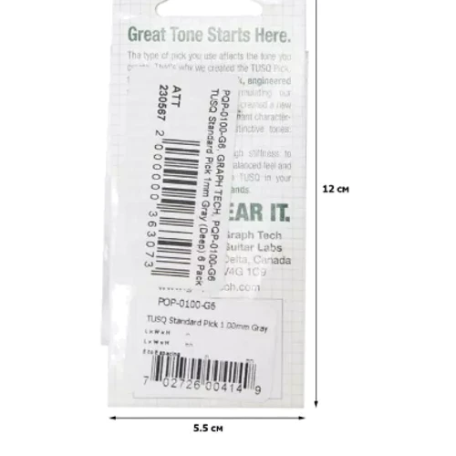 Медиатор Набор медиаторов GRAPH TECH PQP-0100-G6 TUSQ Standard Pick 1mm Gray (Deep) 6 Pack: Тип Медиатор